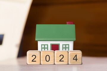 New year 2024. Real estate, house model