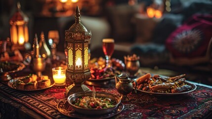 Fototapeta na wymiar Traditional Ramadan Feast Table