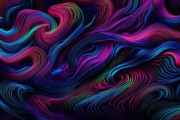 Vibrant neon waves dancing in the dark