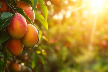 Growing mango harvest and producing vegetables cultivation. Concept of small eco green business organic farming gardening and healthy food. - obrazy, fototapety, plakaty