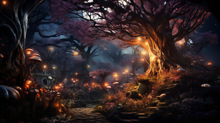 Obraz premium Fairy Tale Festivities in an Enchanted Woodland