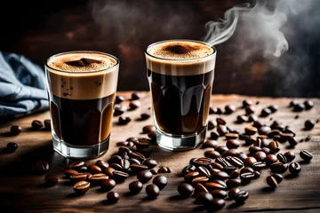 Gartenposter coffee beans and cup © azka