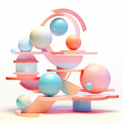 Modern Abstract 3D Composition with Spheres and Arches