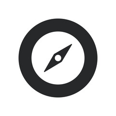 Compass icon, black, flat, vector