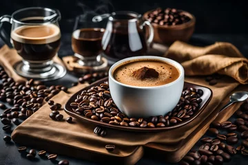 Tableaux ronds sur plexiglas Café cup of coffee beans