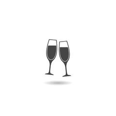 Champagne glass icon with shadow