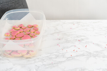 Heart-shaped sugar cookies with royal icing