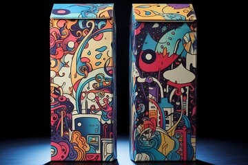 A milk carton with a whimsical doodle design, appealing to the young at heart.