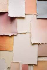 Fototapeta premium Handmade paper with torn edges. Chaotic paper cards background