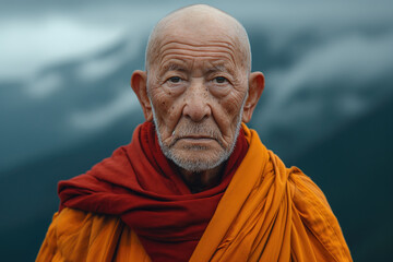 portrait of an elderly Buddhist monk