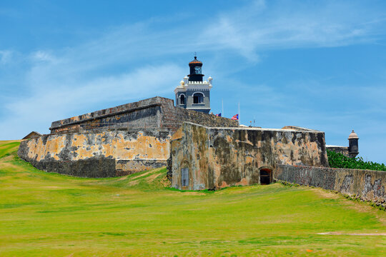 San Felipe del Morro castle with it's green grassy knoll in the old San Juan, Puerto Rico