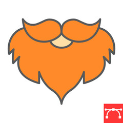 Beard line color icon, St. Patrick's Day and holiday, male mustache vector icon, vector graphics, editable stroke outline sign, eps 10.