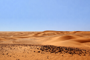 Fototapeta na wymiar The Sahara desert landscape in Morocco between M'Hamid El Ghizlane and Erg Chigaga