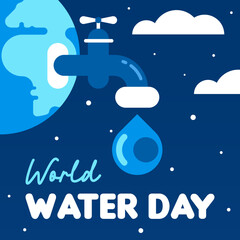 World water day background illustration. Flat world water day illustration. Water day web banner background