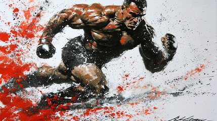 Dynamic Sportsman in Action Painting