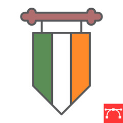 Ireland flag line color icon, St. Patrick's Day and geography, irish pennant vector icon, vector graphics, editable stroke outline sign, eps 10.