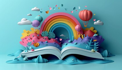 Rainbow Book Adventure: A Colorful Journey Through the Months Generative AI - obrazy, fototapety, plakaty