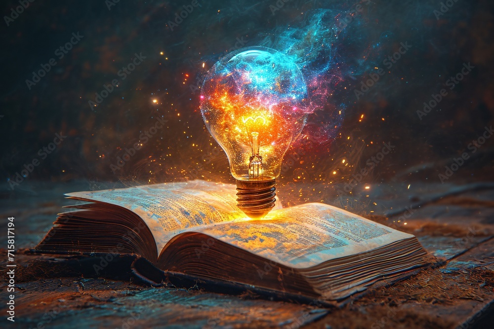 Wall mural illuminated book of secrets: unveiling the mysteries of the month generative ai