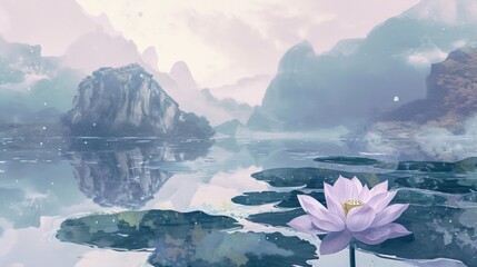 Mindfulness and Meditation: Peaceful Landscapes and Lotus Flowers and conceptual metaphors of Calm and Focus