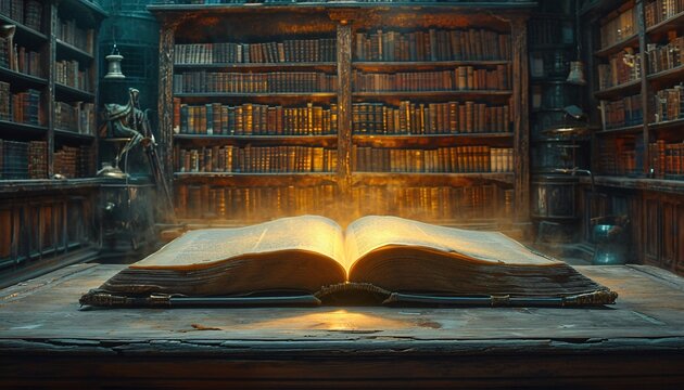 A Glowing Book Opens to a World of Knowledge Generative AI