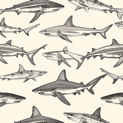 shark, pattern, design, ocean, nature