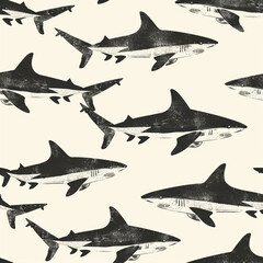shark, pattern, design, ocean, nature