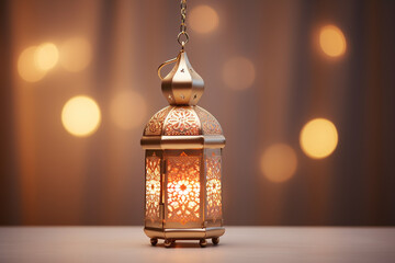 Lantern on dark background. Ramadan Kareem concept. Arabic lantern.