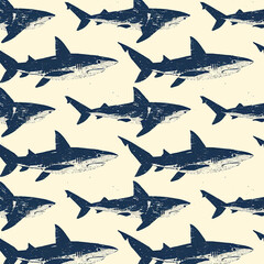 Naklejka premium shark, pattern, ocean, blue, design