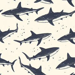 Fototapeta premium shark, pattern, ocean, blue, design