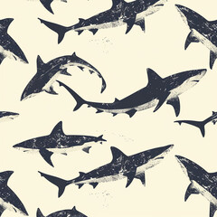 Fototapeta premium shark, pattern, ocean, blue, design