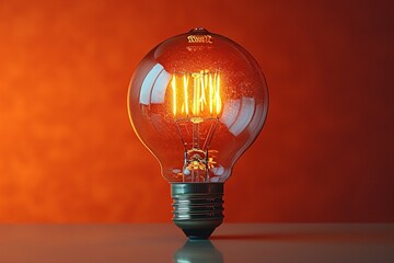 Glowing Lightbulb on Orange Wall: A Celebration of Earth Hour Generative AI