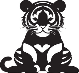 Cute baby tiger silhouette vector Illustrations