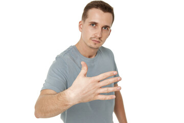 Fototapeta premium portrait of young smiling man on white background