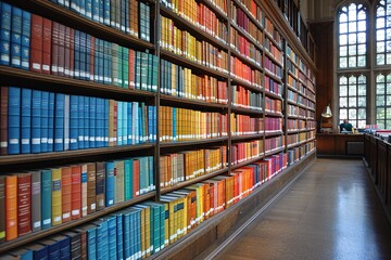 Obraz premium Colorful Bookshelf with Books on Display Generative AI