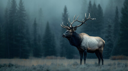 Beautiful portrait of an elk at dusk
