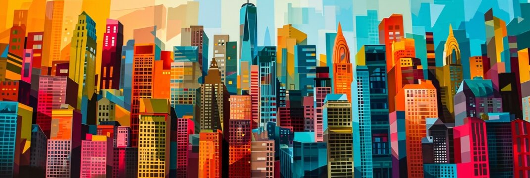 Cityscape of the Month: A Vibrant Painting of a Bustling City Generative AI © Riya