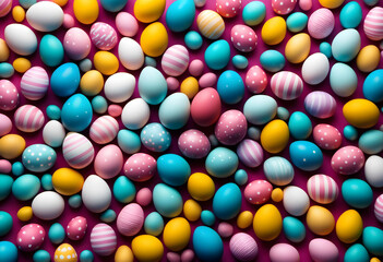 Obraz premium Colorful easter eggs collection, easter celebration.