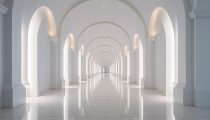 Fototapeta premium Empty spacious white corridor