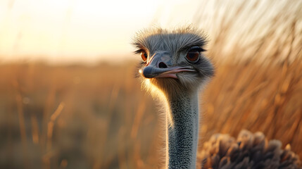portrait of a ostrich head close up - obrazy, fototapety, plakaty