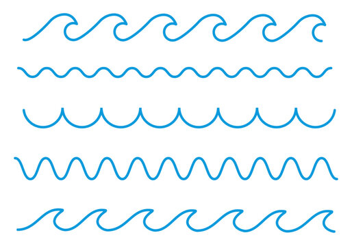 Waves line set. Waves collection outline collection. Vector illustration.