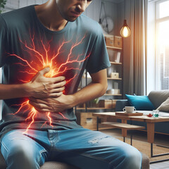 A man feels abdominal pain