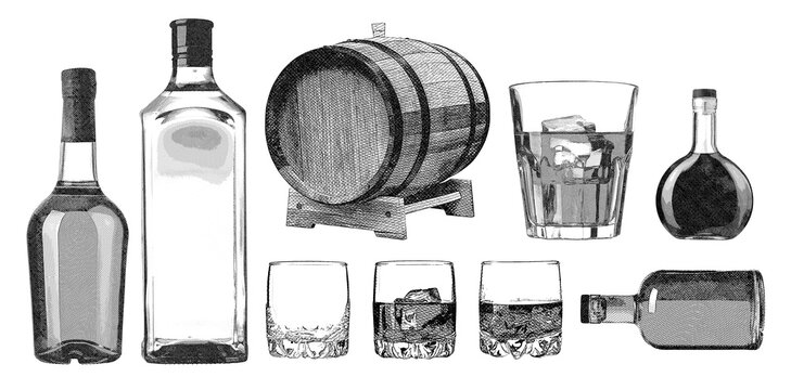 Set of whiskey elements
