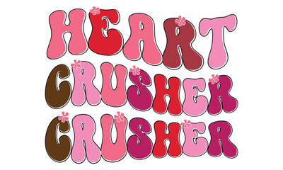 Retro #heart crusher, awesome valentine design vector file