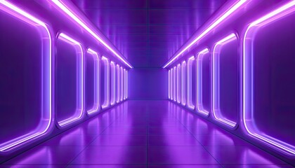 Empty purple neon corridor