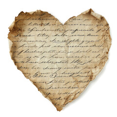 Aged paper heart with handwritten love letter, Valentines Day concept