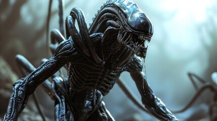 Sinister Alien Creature in a Dark Ambiance