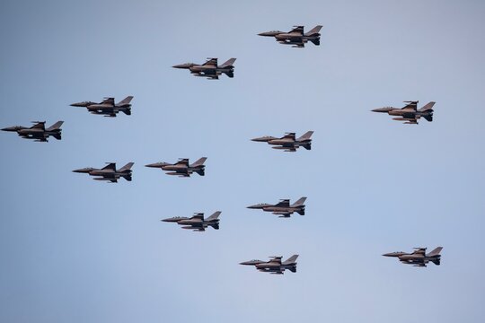 Fighter jet F-16 in the sky