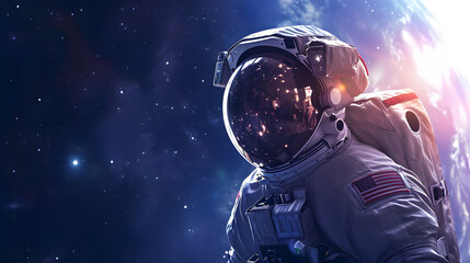 Obraz premium astronaut in space with reflective mask