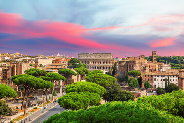 Beautiful scenery of central Rome and its main tourist places, Italy - obrazy, fototapety, plakaty