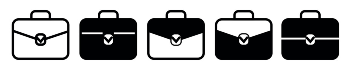 Briefcase icon collection. Different briefcase symbol set. Vector illustration.